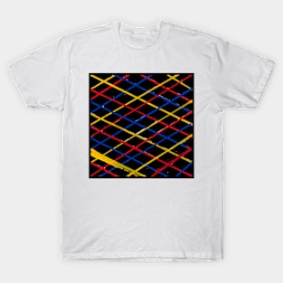 Mondrian Inspired Linework Geometric Abstract Acrylic Painting III T-Shirt